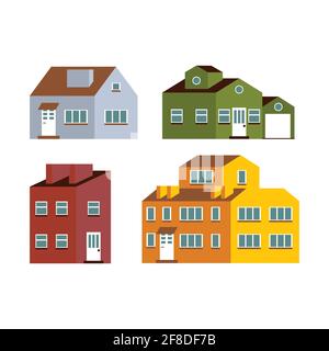 Small and big cartoon houses, isolated vector set Stock Vector Image ...