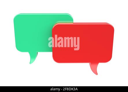 3D speech bubbles on a white. Chat and communication concept Stock Photo