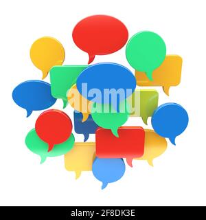 3D speech bubbles on a white. Chat and social network communication concept Stock Photo