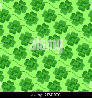 Four-leaf clover arranged in diagonal stripes for decoration for the feast of St. Patrick. Vector clipart. Stock Vector