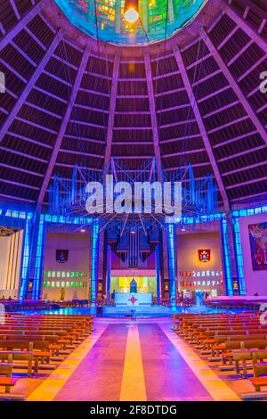 LIVERPOOL, UNITED KINGDOM, APRIL 6, 2017:  Interior of the metropolitan cathedral in Liverpool, England Stock Photo