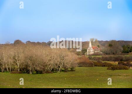 View around Arlington with St Pancras church, East Sussex, England Stock Photo