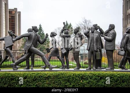 The sculpture named 'Community' by Kirk Newman which was commissioned by Manulife Financial Stock Photo