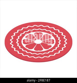 Red flower isometric carpet icon for interior design Stock Vector