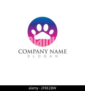 dog footprint logo  illustration template design Stock Vector