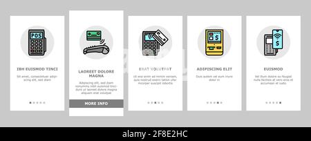 Pos Terminal Device Onboarding Icons Set Vector Stock Vector