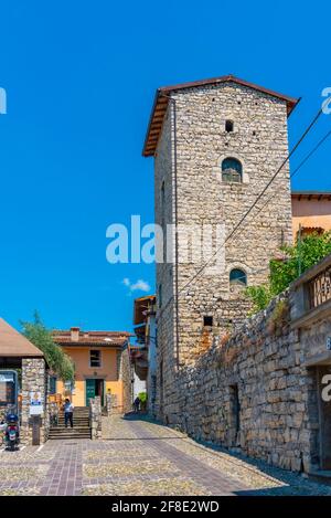 SIVIANO, ITALY, JULY 16, 2019: Narrow street of Siviano village at Iseo lake in italy Stock Photo