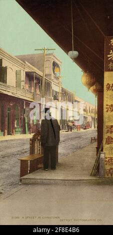 Street Scene, Chinatown, Los Angeles, California, USA, Detroit Publishing Company, 1900 Stock Photo