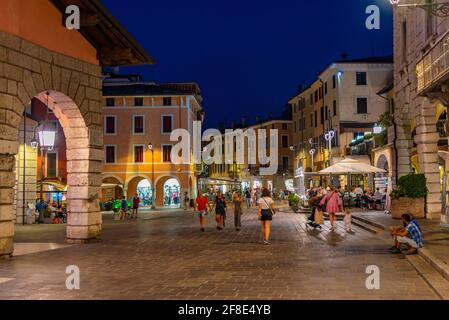 DESENZANO DEL GARDA, ITALY, JULY 23, 2019: Sunset view of Piazza Giuseppe Malvezzi in Desenzano del Garda in Italy Stock Photo