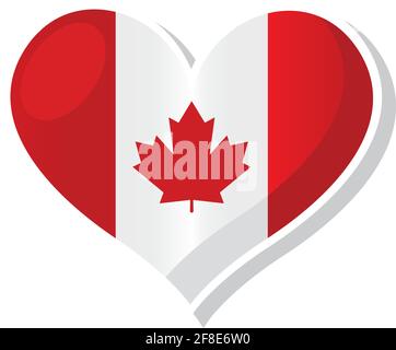 Flag of Canada in heart shaped - Vector illustration Stock Vector