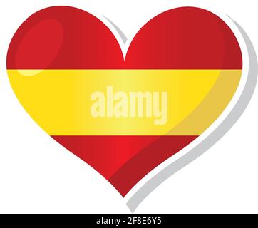 Flag of Spain in heart shaped - Vector illustration Stock Vector