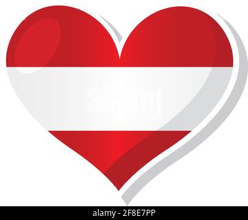 Flag of Austria in heart shaped - Vector illustration Stock Vector