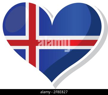 Flag of Iceland in heart shaped - Vector illustration Stock Vector