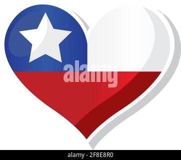 Flag of Chile in heart shaped - Vector illustration Stock Vector