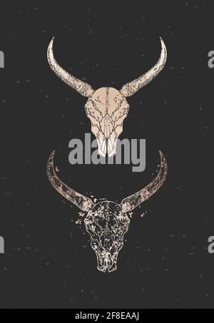 Skulls wild buffalo bull and ram Royalty Free Vector Image