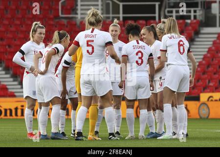 Stoke On Trent, UK. 13th Apr, 2021. England during the Womens International Friendly match between England and Canada at the Bet365 Stadium in Stoke-on-Trent, United Kingdom Credit: SPP Sport Press Photo. /Alamy Live News Stock Photo