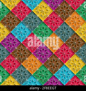 Decorative mosaic background in colors, vector repeating pattern Stock Vector