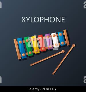 Colored xylophone icon, vector illustration Stock Vector