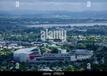 Eden Park is New Zealand's largest stadium. Located in central Auckland, New Zealand's largest city, it is three kilometres southwest of the CBD, on t Stock Photo