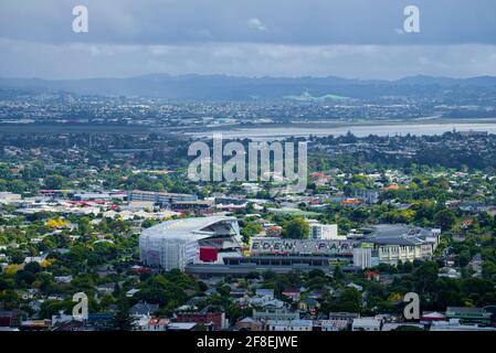 Eden Park is New Zealand's largest stadium. Located in central Auckland, New Zealand's largest city, it is three kilometres southwest of the CBD, on t Stock Photo