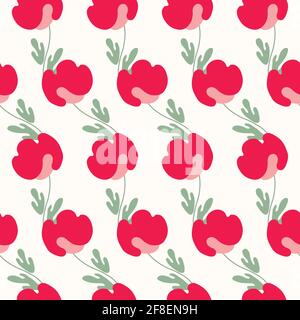 Seamless floral pattern based on traditional folk art ornaments. Colorful flowers on light background. Scandinavian style. Sweden nordic style. Vector Stock Vector