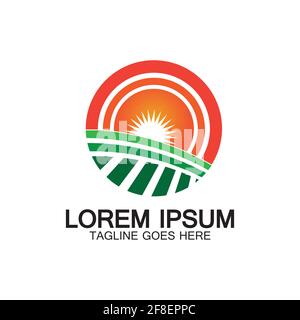 Organic farming logo vector illustration design,natural product icon .Farm logo template.Abstract Organic Agriculture Logo Template. Vector illustrati Stock Vector