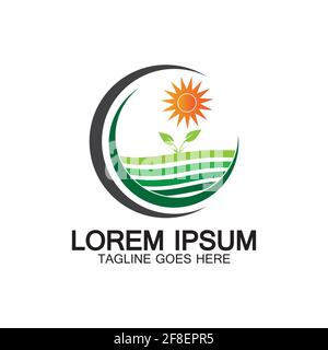 Organic farming logo vector illustration design,natural product icon .Farm logo template.Abstract Organic Agriculture Logo Template. Vector illustrati Stock Vector
