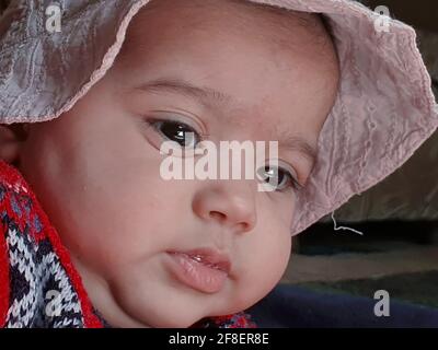 New born baby child asian colour looks very beautiful. Stock Photo