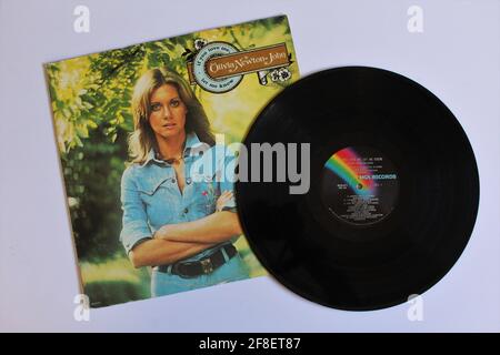 Country and pop artist, Olivia Newton John music album on vinyl record LP disc. Titled: If You Love Me Let Me Know Stock Photo