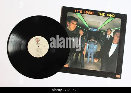 Rock and hard rock band, The Who music album on vinyl record LP disc. Titled: It's Hard Stock Photo
