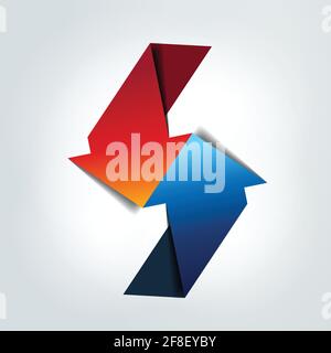 Two arrows in different direction infographic, chart, scheme, diagram. Stock Vector