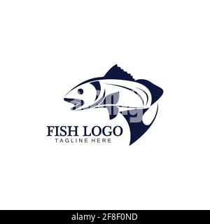 Fish abstract icon design logo template,Creative vector symbol of fishing club or online shop. Stock Vector