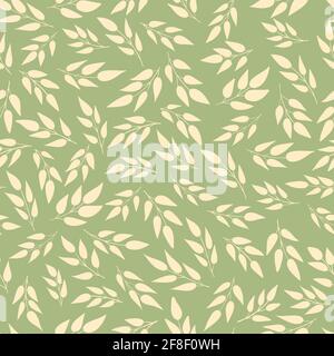 Vector simple floral seamless pattern. Natural background. Summer green leaves. Stock Vector