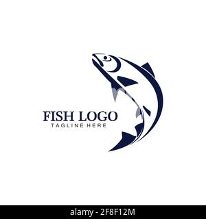 Fish abstract icon design logo template,Creative vector symbol of fishing club or online shop. Stock Vector