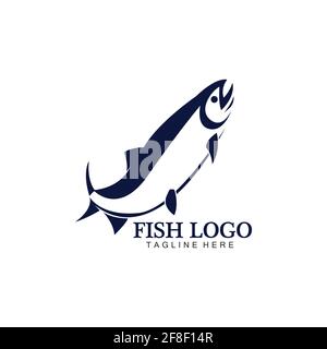 Fish abstract icon design logo template,Creative vector symbol of fishing club or online shop. Stock Vector