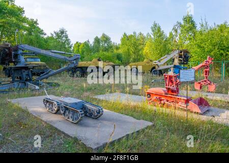 Robots and machines used during liquidation of aftermath of the chernobyl disaster in the Ukraine Stock Photo