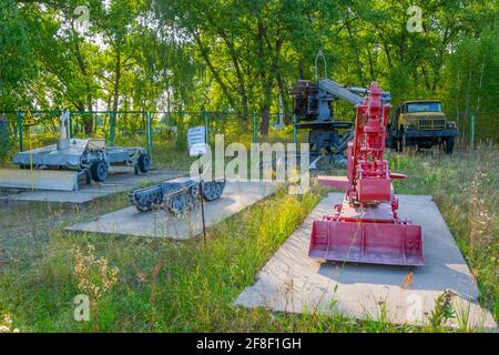 Robots and machines used during liquidation of aftermath of the chernobyl disaster in the Ukraine Stock Photo
