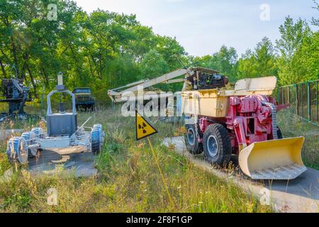 Robots and machines used during liquidation of aftermath of the chernobyl disaster in the Ukraine Stock Photo