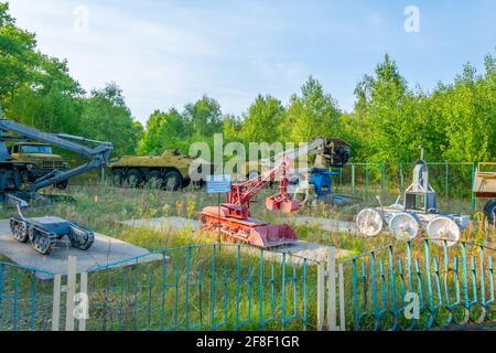 Robots and machines used during liquidation of aftermath of the chernobyl disaster in the Ukraine Stock Photo
