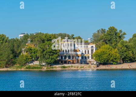 Former restaurant hunter on riverside of Dnieper in Kiev, Ukraine Stock Photo