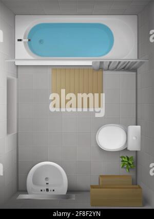 White ceramic toilet bowl top view realistic vector illustration Stock ...