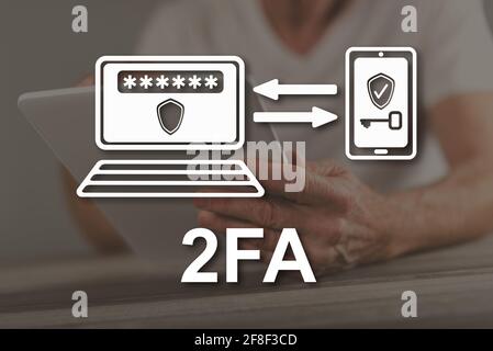 2fa concept illustrated by a picture on background Stock Photo