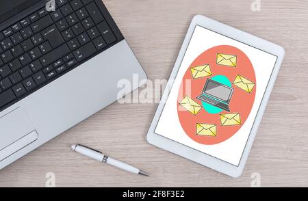 Email concept shown on a digital tablet Stock Photo