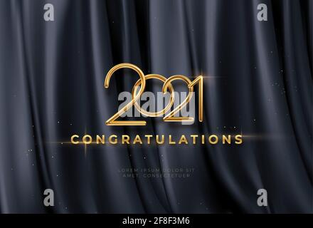 Congratulations golden award on black silk background. Graduate award. Award nomination background. Vector illustration Stock Vector