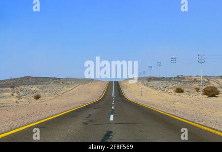 saudi arabian desert road Stock Photo