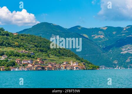 Carzano village on Monte Isola island at Iseo lake in Italy Stock Photo
