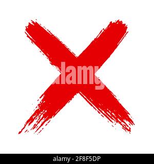 Dirty grunge hand drawn cross x with brush strokes vector illustration isolated on white background. Mark graphic design. Check mark symbol NO button Stock Vector