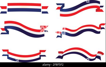 Patriotic ribbon set vector isolated on white background Stock Vector