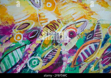 Abstract colorfull acrylic painting. Canvas. Grunge background. Brush stroke texture units. Artistic background. Can be used for the interior, as part Stock Photo