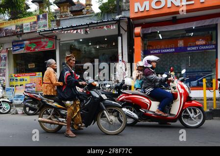 Heavy traffic in Ubud, Bali, Indonesia. Stock Photo